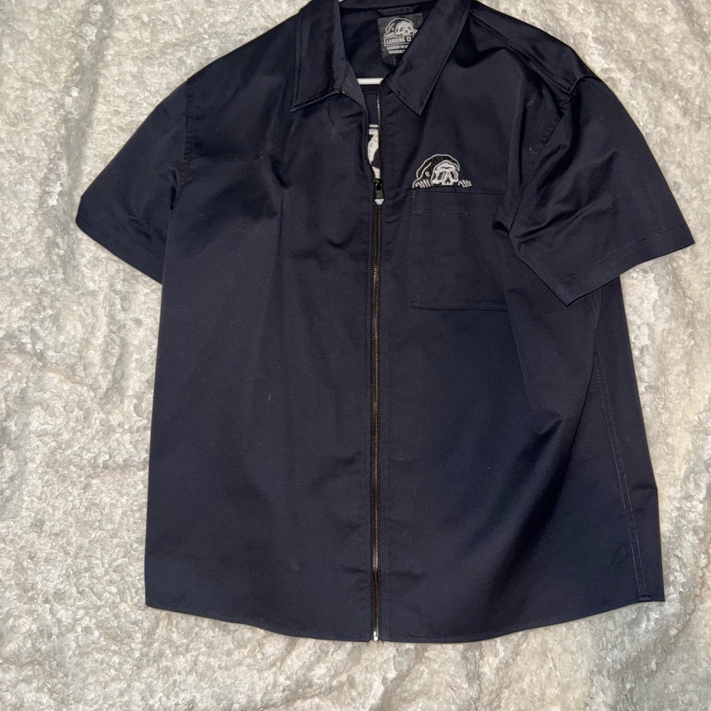 Men's Black Short Sleeve Zip